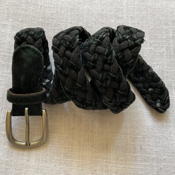 Black Leather Suede Woven Braided Belt Adjustable L:47” NEW - Picture 11 of 12